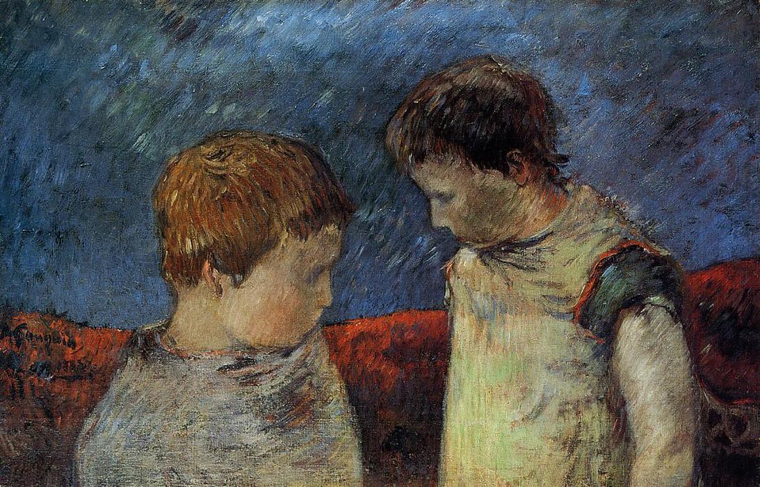 Wikioo.org - The Encyclopedia of Fine Arts - Painting, Artwork by Paul Gauguin - Aline Gauguin and one of her brothers