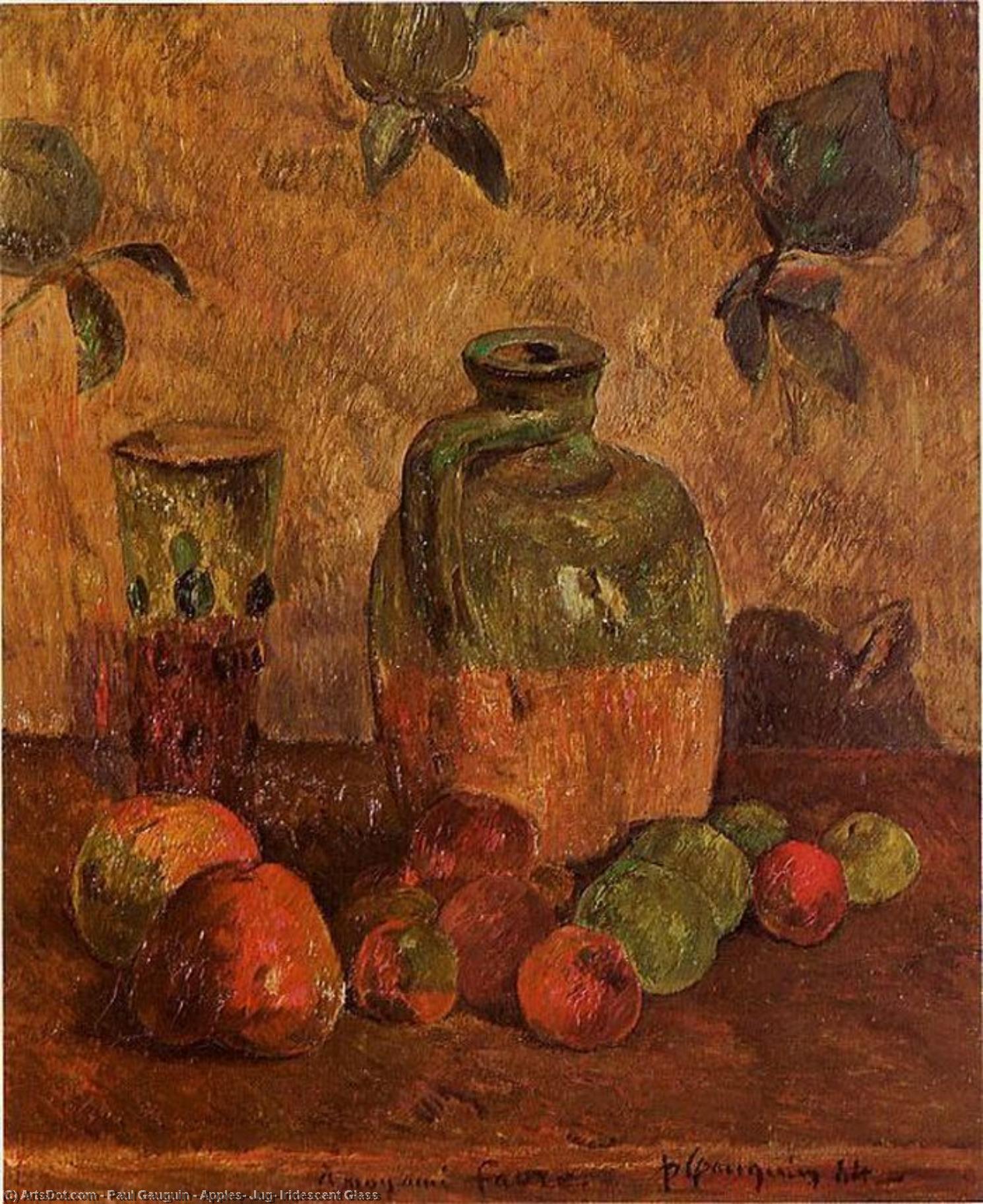 Wikioo.org - The Encyclopedia of Fine Arts - Painting, Artwork by Paul Gauguin - Apples, Jug, Iridescent Glass