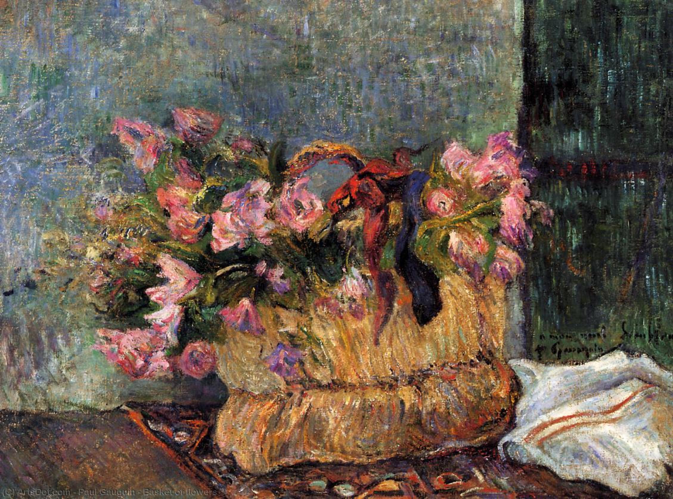 Wikioo.org - The Encyclopedia of Fine Arts - Painting, Artwork by Paul Gauguin - Basket of flowers