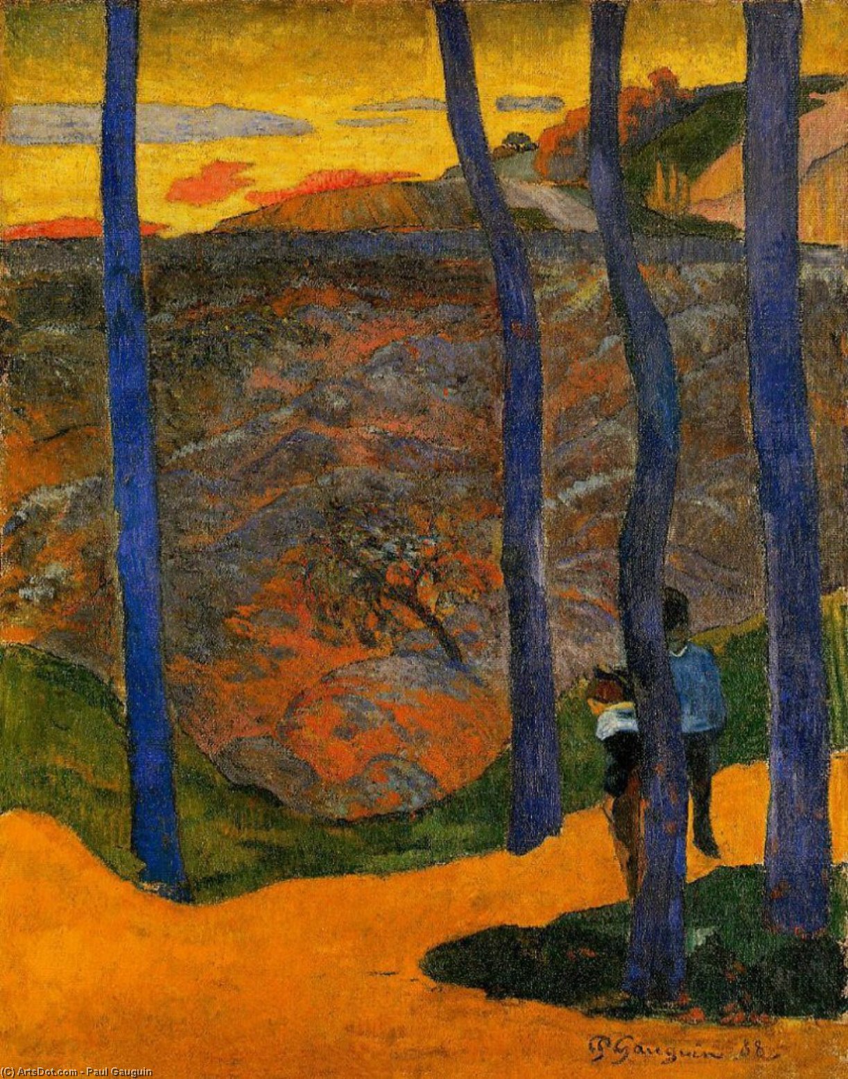 WikiOO.org - Encyclopedia of Fine Arts - Lukisan, Artwork Paul Gauguin - Blue Trees