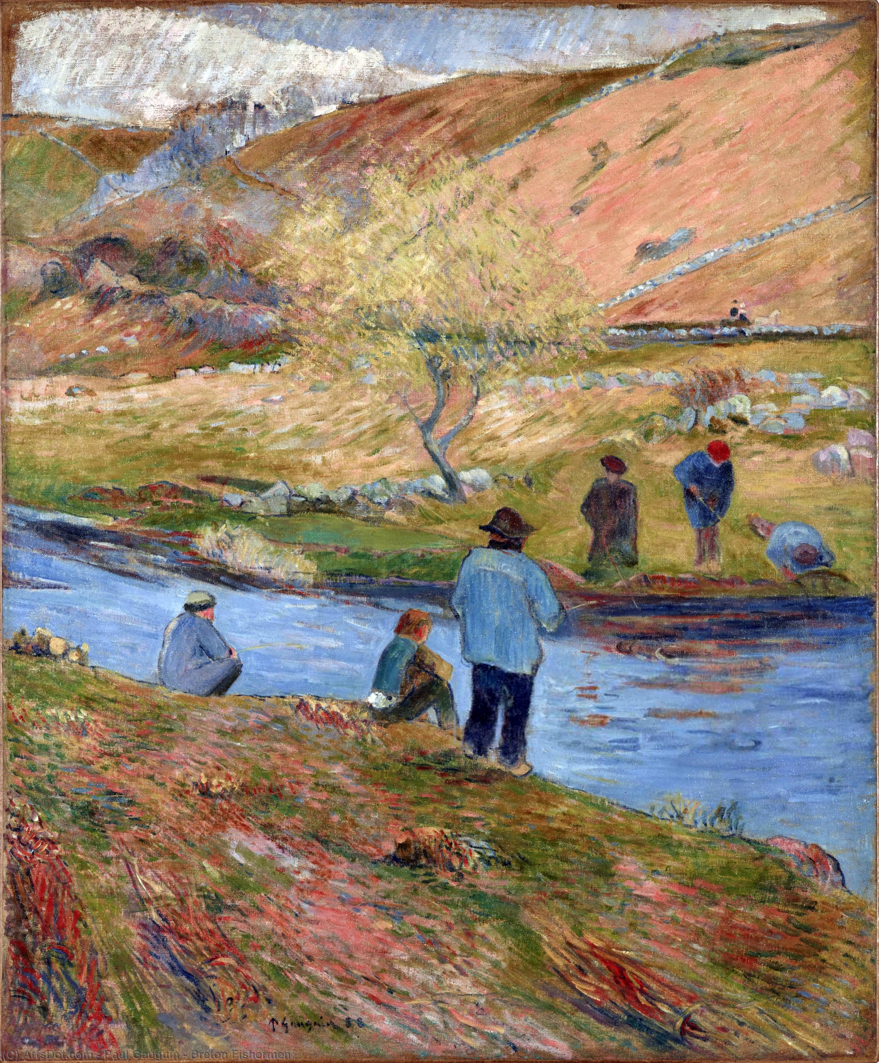 Wikoo.org - موسوعة الفنون الجميلة - اللوحة، العمل الفني Paul Gauguin - Breton Fishermen