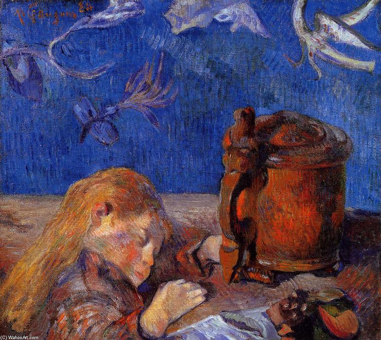 WikiOO.org – 美術百科全書 - 繪畫，作品 Paul Gauguin - 克洛维斯高更睡着了