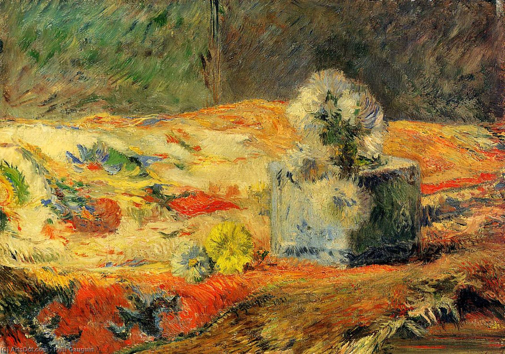 WikiOO.org – 美術百科全書 - 繪畫，作品 Paul Gauguin - 鲜花和地毯