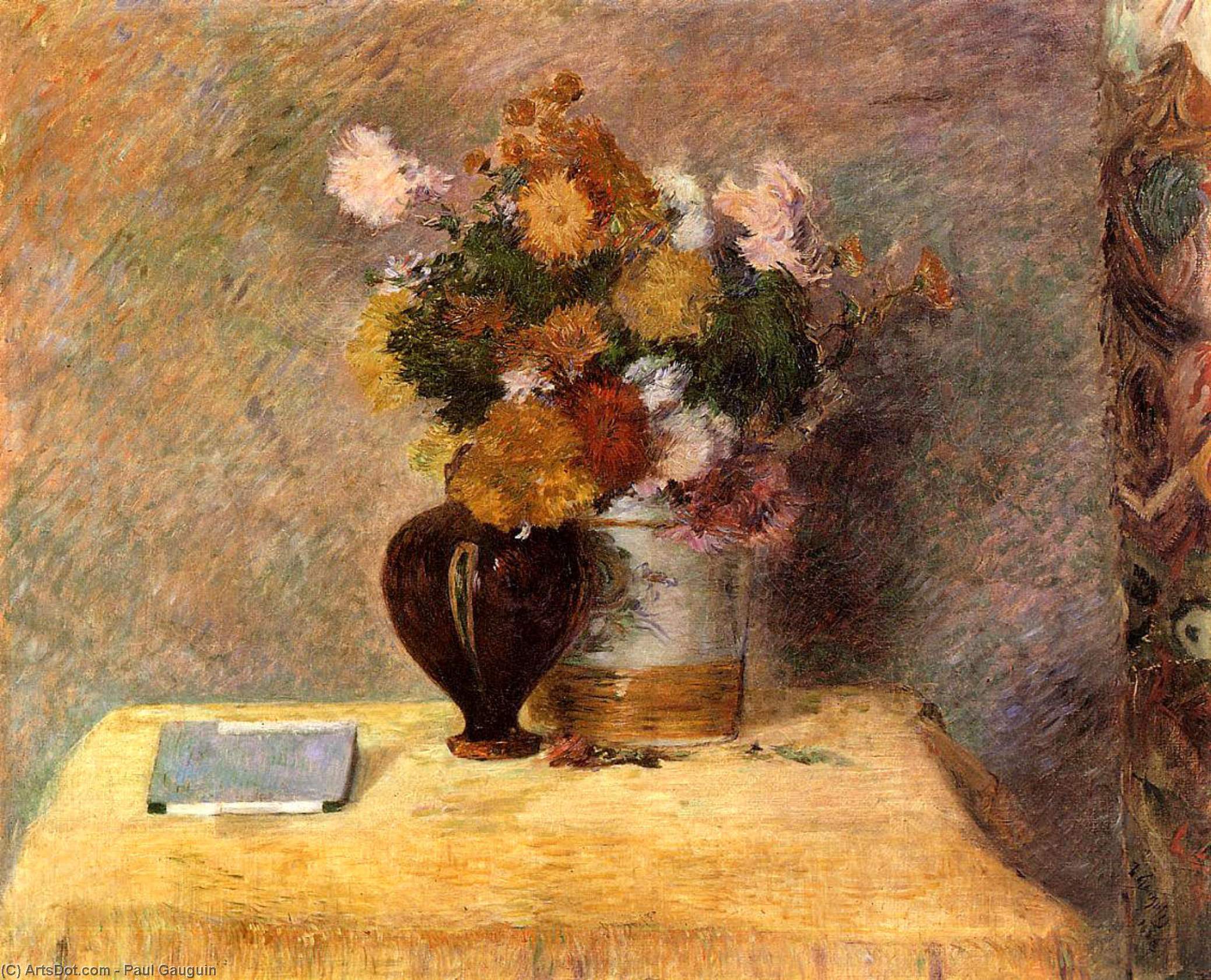 WikiOO.org - Encyclopedia of Fine Arts - Maleri, Artwork Paul Gauguin - Flowers and Japanese book