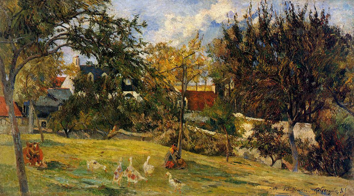 Wikioo.org - The Encyclopedia of Fine Arts - Painting, Artwork by Paul Gauguin - Geese in the meadow