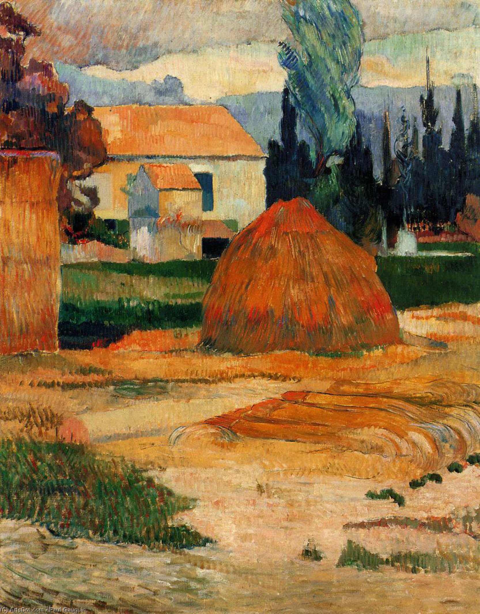 WikiOO.org - Encyclopedia of Fine Arts - Maalaus, taideteos Paul Gauguin - Haystack, near Arles