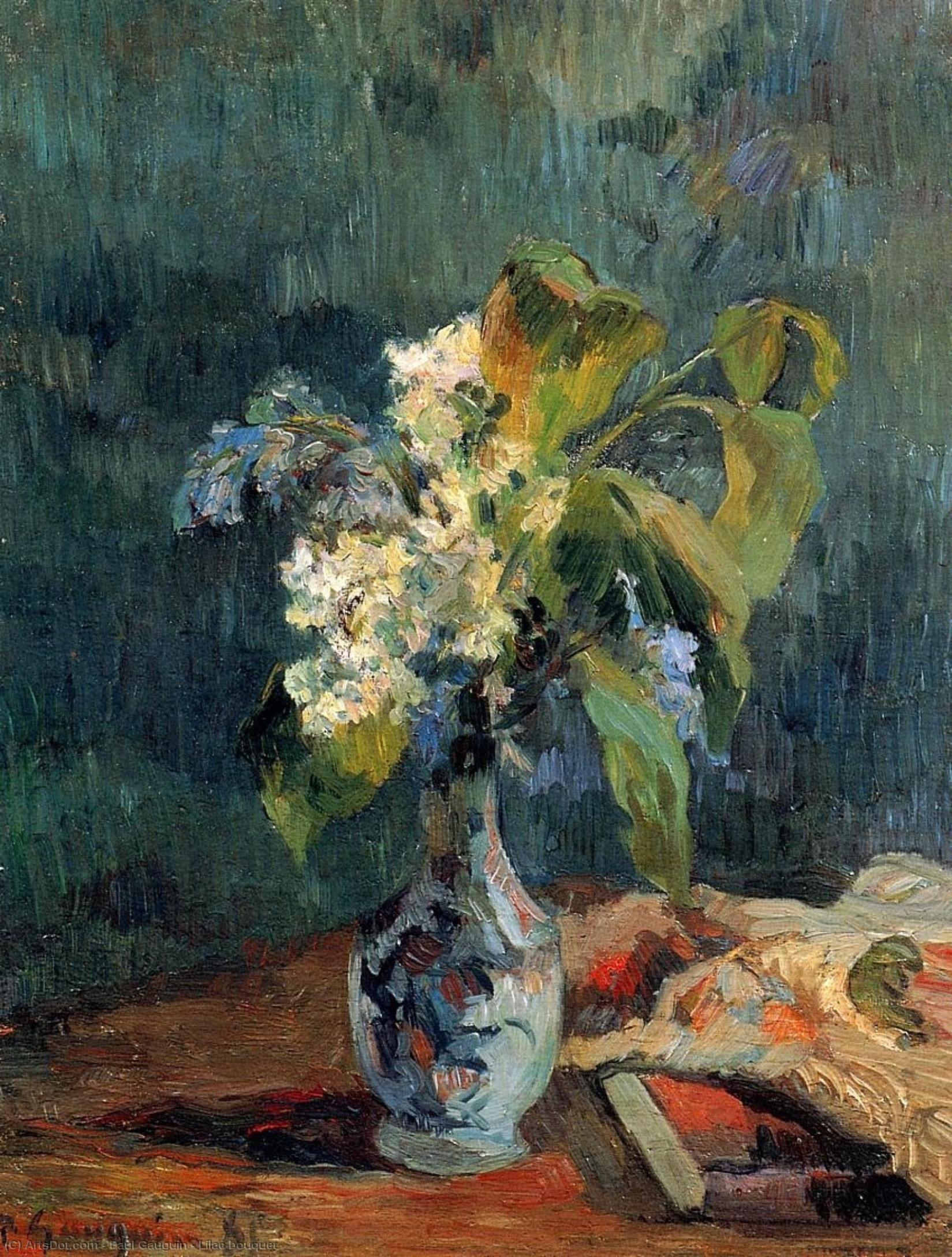 Wikoo.org - موسوعة الفنون الجميلة - اللوحة، العمل الفني Paul Gauguin - Lilac bouquet