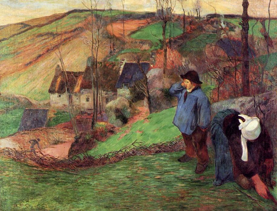Wikoo.org - موسوعة الفنون الجميلة - اللوحة، العمل الفني Paul Gauguin - Little Breton Shepherd