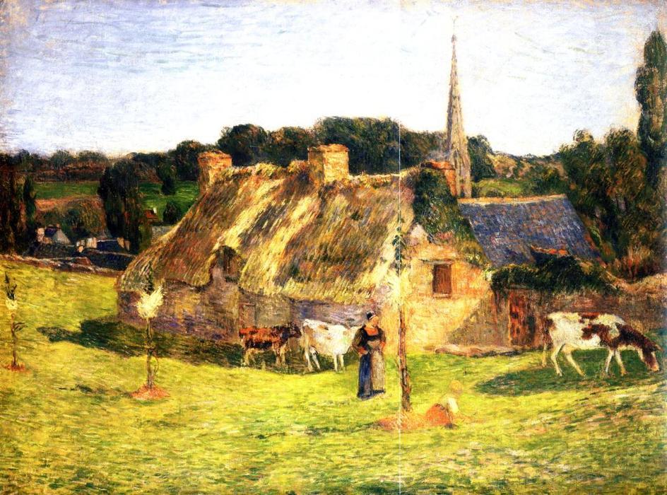 Wikioo.org - The Encyclopedia of Fine Arts - Painting, Artwork by Paul Gauguin - Lollichon Field and Pont-Aven Church