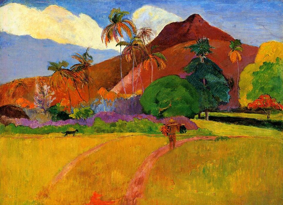 WikiOO.org - אנציקלופדיה לאמנויות יפות - ציור, יצירות אמנות Paul Gauguin - Mountains in Tahiti