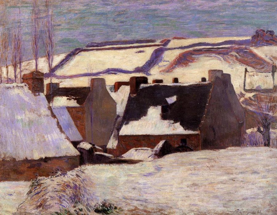 WikiOO.org - Encyclopedia of Fine Arts - Schilderen, Artwork Paul Gauguin - Pont-Aven in the Snow