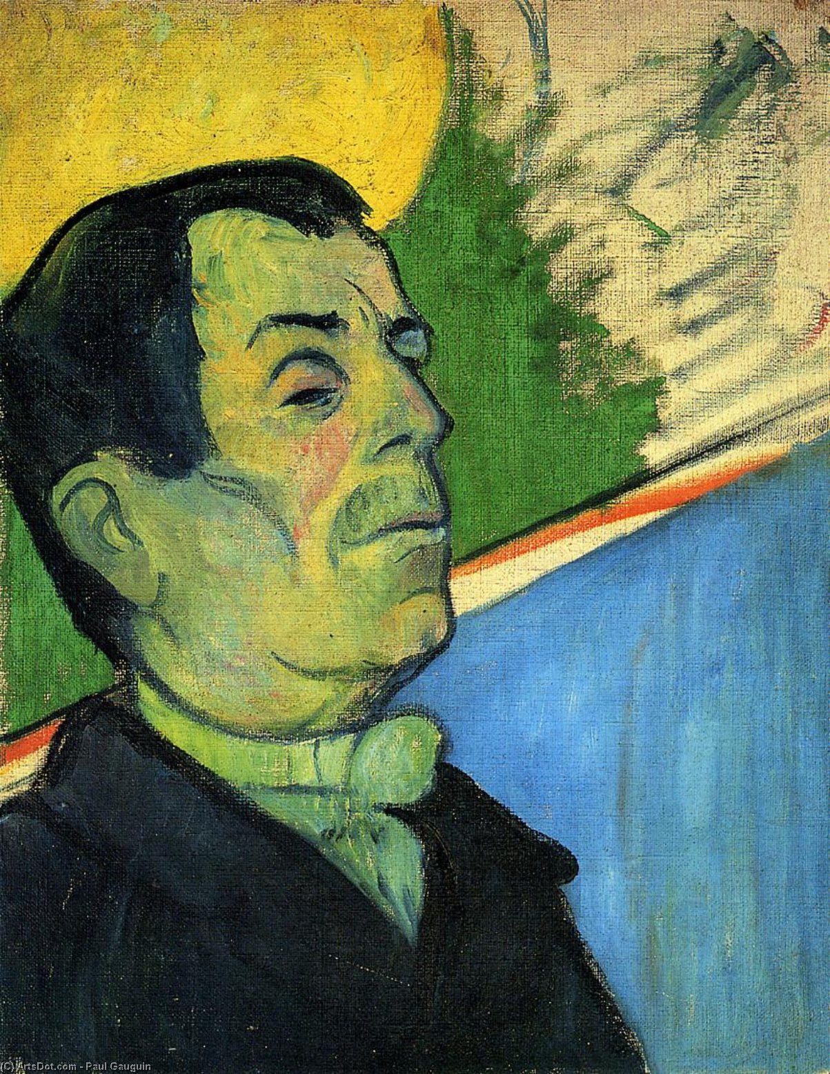 WikiOO.org - Енциклопедия за изящни изкуства - Живопис, Произведения на изкуството Paul Gauguin - Portrait of a man wearing a lavalliere