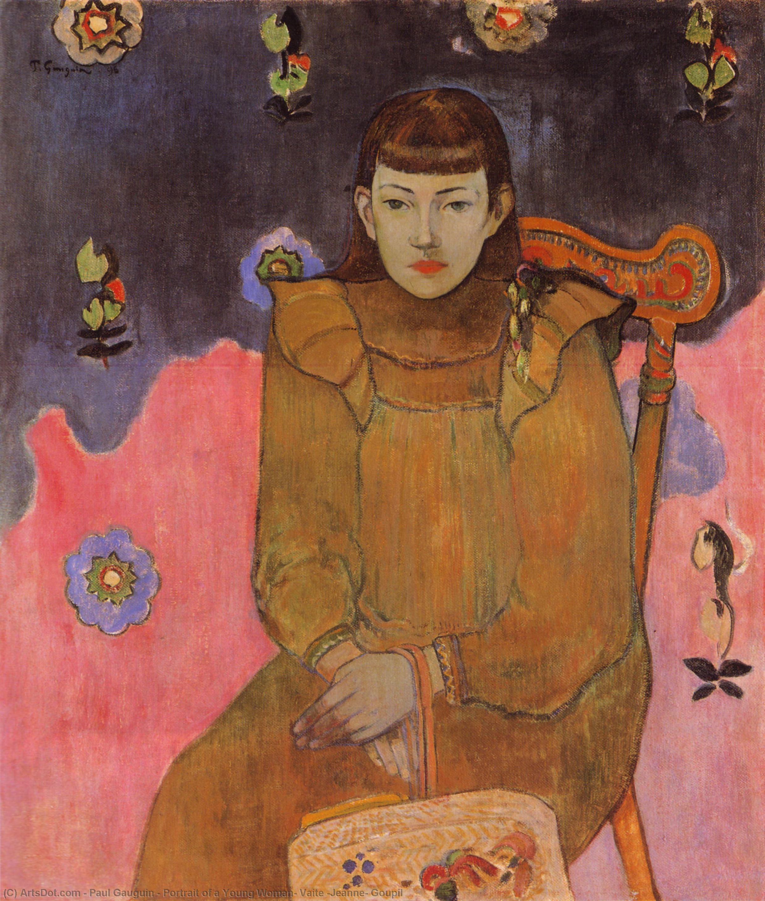 Wikioo.org – L'Enciclopedia delle Belle Arti - Pittura, Opere di Paul Gauguin - ritratto di una donna giovane , Vaite ( Jeanne ) Goupil