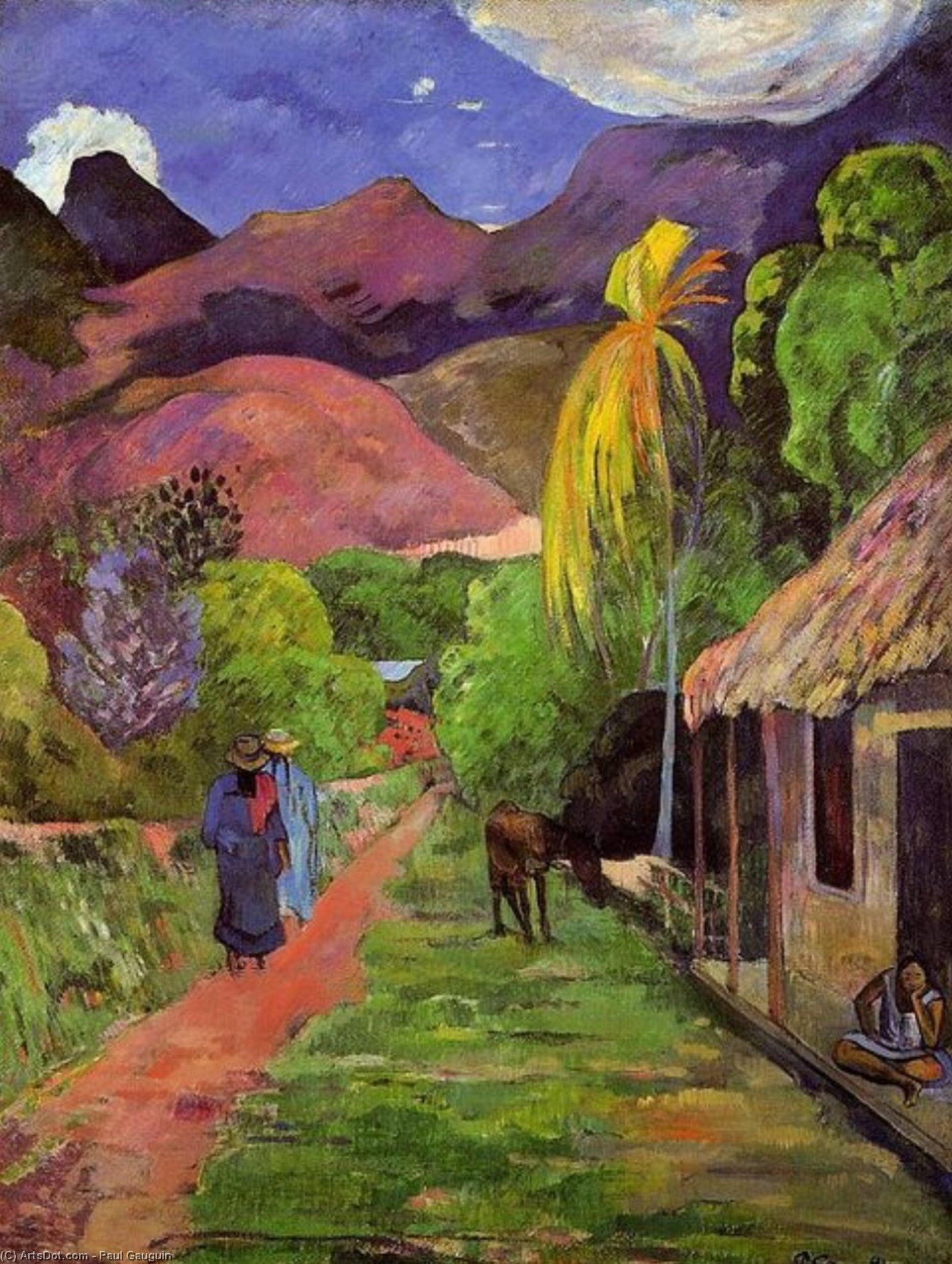 WikiOO.org - Енциклопедия за изящни изкуства - Живопис, Произведения на изкуството Paul Gauguin - Road in Tahiti