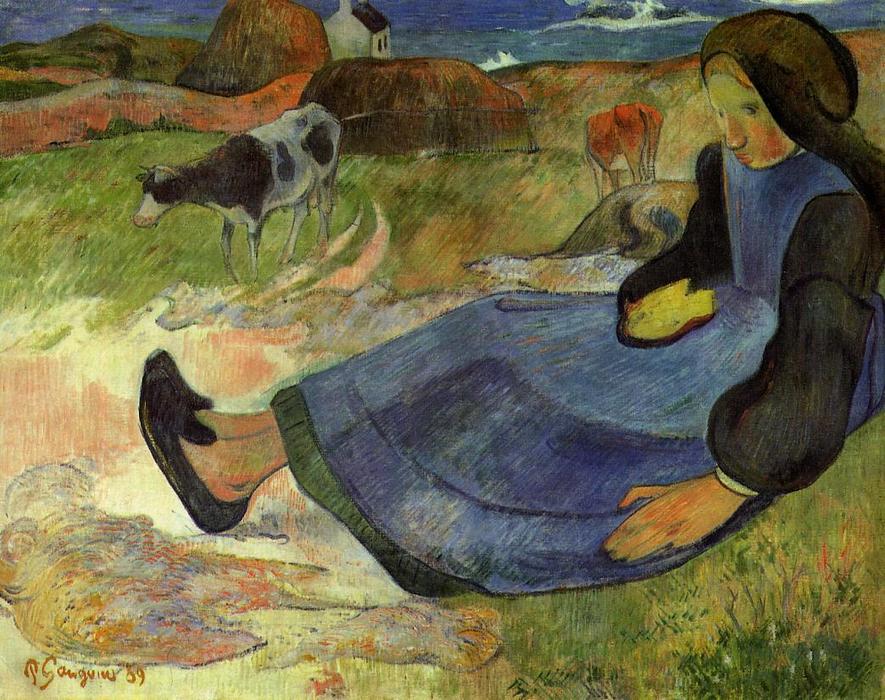 WikiOO.org – 美術百科全書 - 繪畫，作品 Paul Gauguin - 坐在女孩布列塔尼语