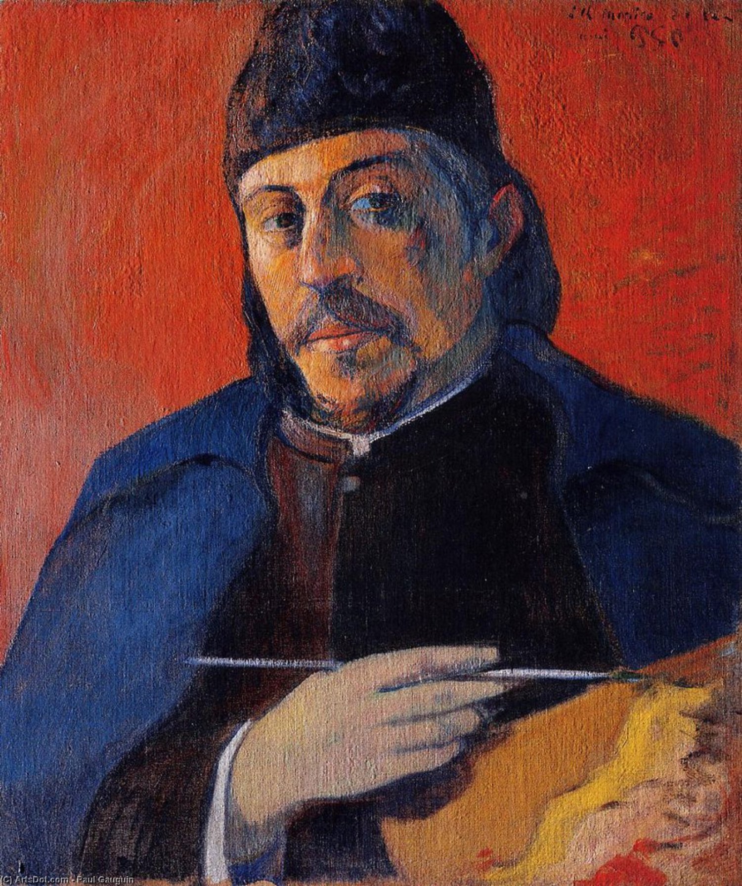 WikiOO.org - 百科事典 - 絵画、アートワーク Paul Gauguin - パレットを持つ自画像