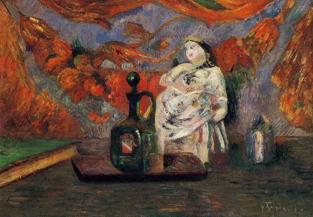 Wikioo.org - The Encyclopedia of Fine Arts - Painting, Artwork by Paul Gauguin - Still life with carafe and ceramic figure
