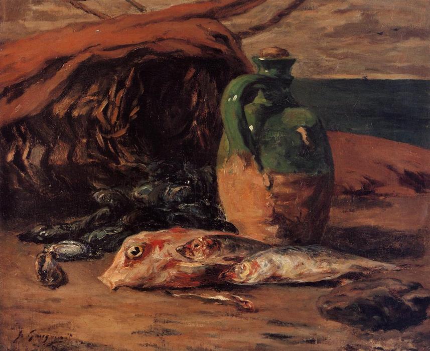 Wikioo.org - The Encyclopedia of Fine Arts - Painting, Artwork by Paul Gauguin - Still Life with Jug and Red Mullet