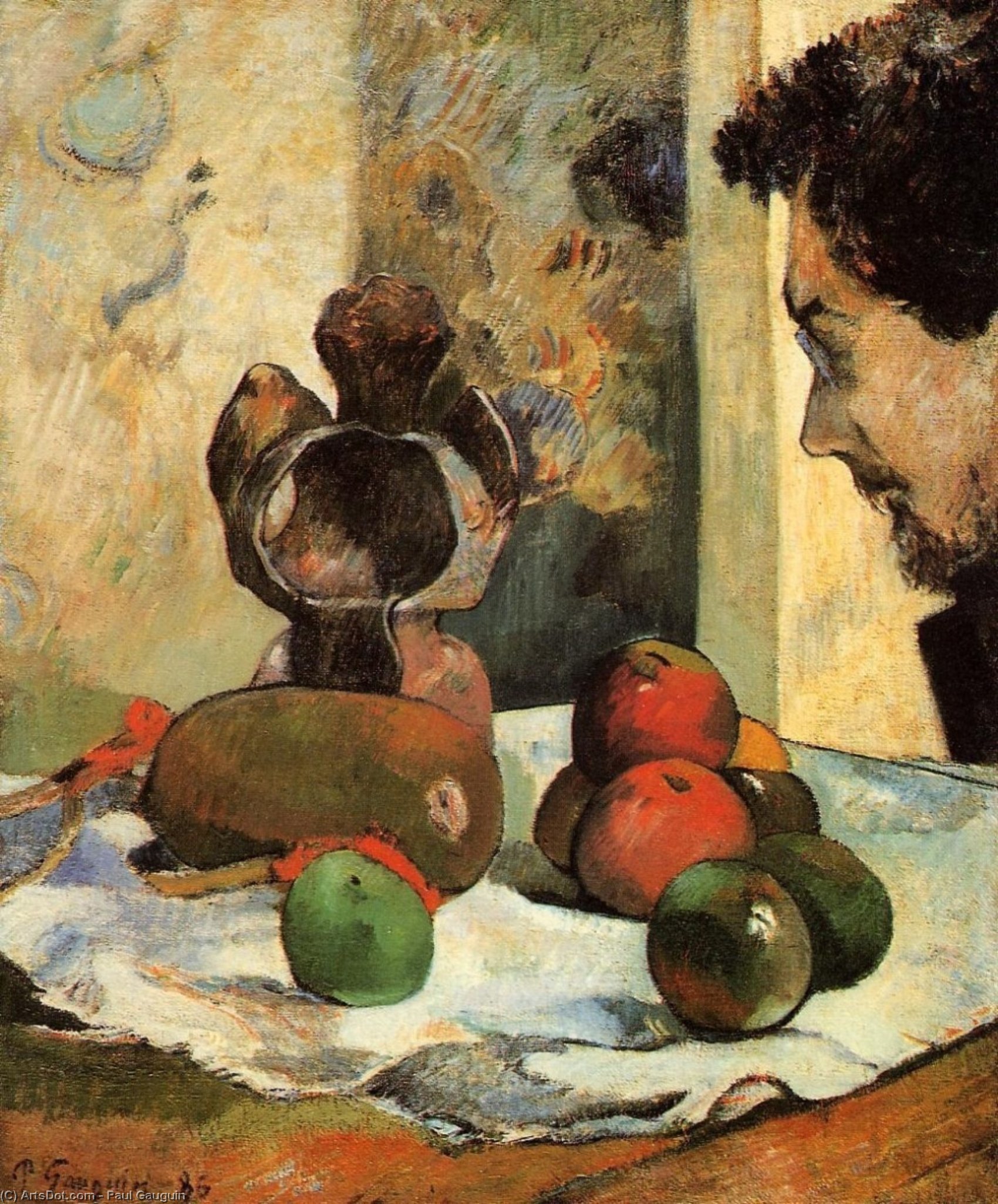 Wikioo.org - The Encyclopedia of Fine Arts - Painting, Artwork by Paul Gauguin - Still Life with Profile of Laval