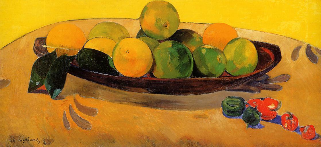 WikiOO.org - Энциклопедия изобразительного искусства - Живопись, Картины  Paul Gauguin - натюрморт с Таитянская  Апельсины