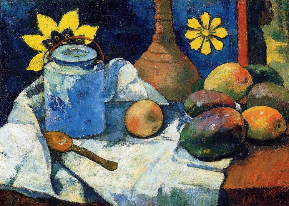 WikiOO.org - Güzel Sanatlar Ansiklopedisi - Resim, Resimler Paul Gauguin - Still Life with Teapot and Fruit