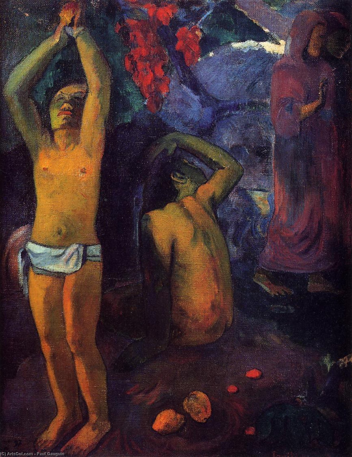 WikiOO.org - Encyclopedia of Fine Arts - Maalaus, taideteos Paul Gauguin - Tahitian Man with His Arms Raised
