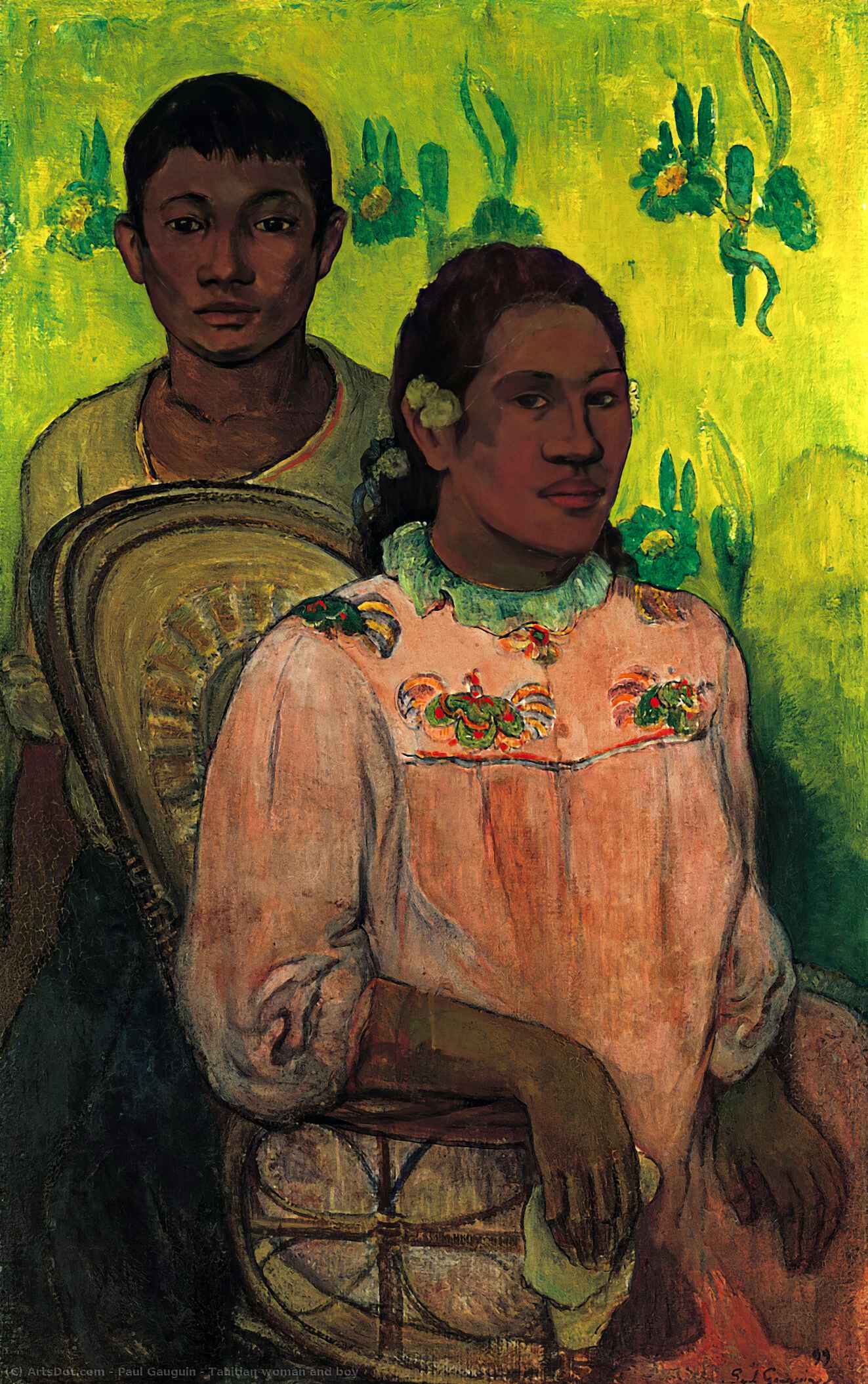 WikiOO.org - Enciclopédia das Belas Artes - Pintura, Arte por Paul Gauguin - Tahitian woman and boy