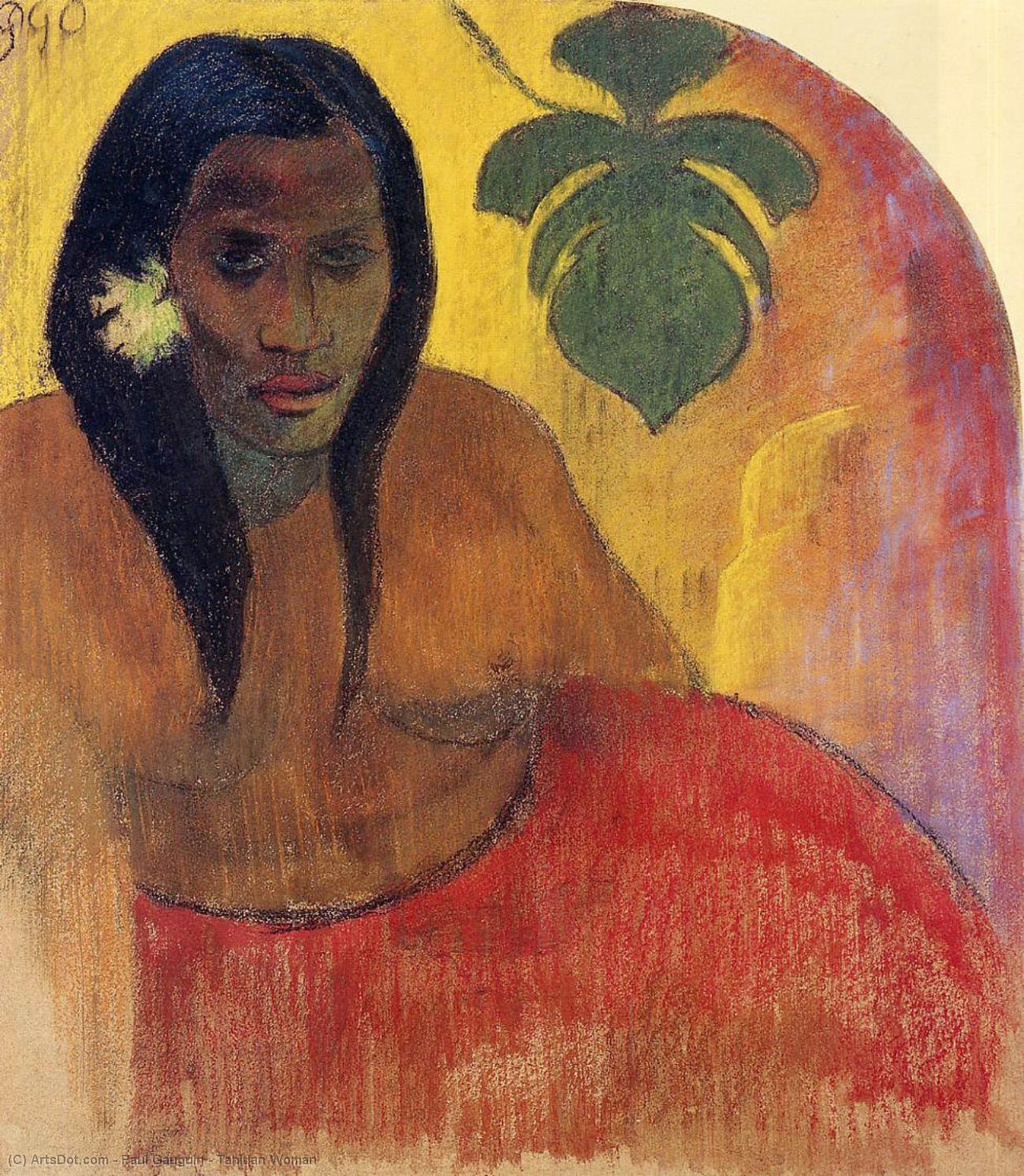 Wikoo.org - موسوعة الفنون الجميلة - اللوحة، العمل الفني Paul Gauguin - Tahitian Woman