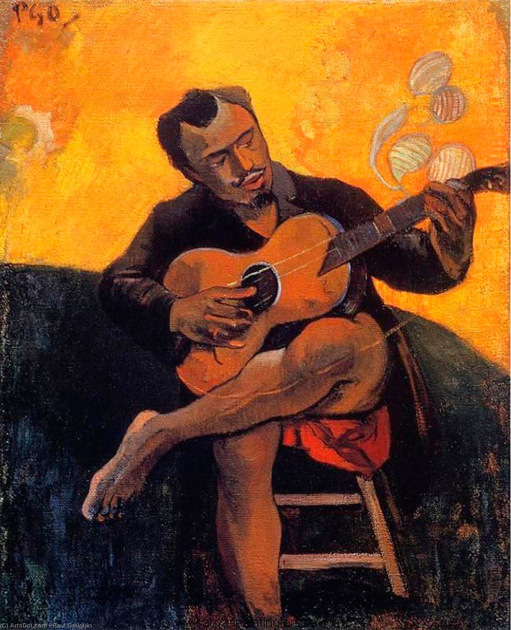 Wikioo.org - Bách khoa toàn thư về mỹ thuật - Vẽ tranh, Tác phẩm nghệ thuật Paul Gauguin - The guitar player