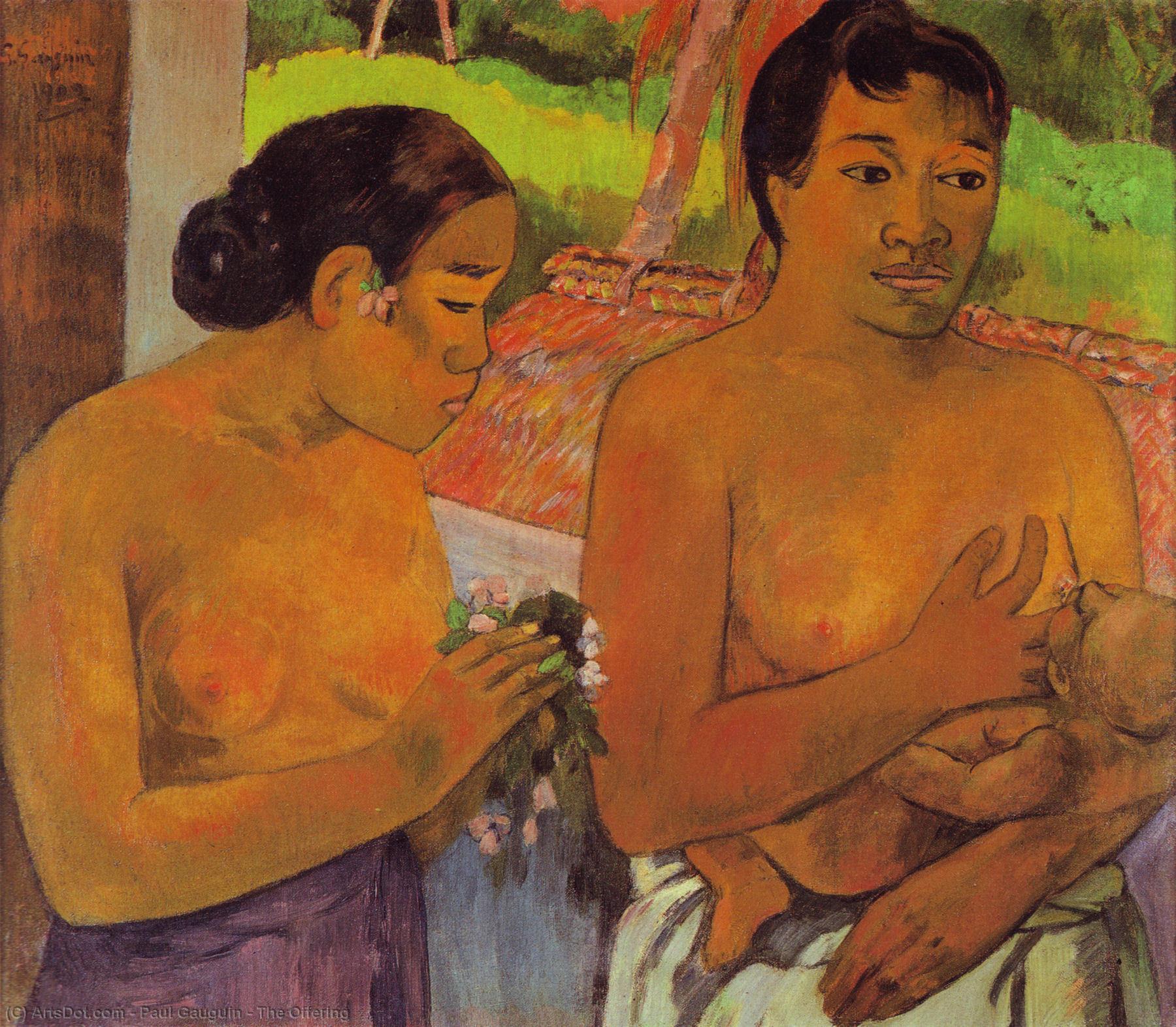 Wikoo.org - موسوعة الفنون الجميلة - اللوحة، العمل الفني Paul Gauguin - The Offering