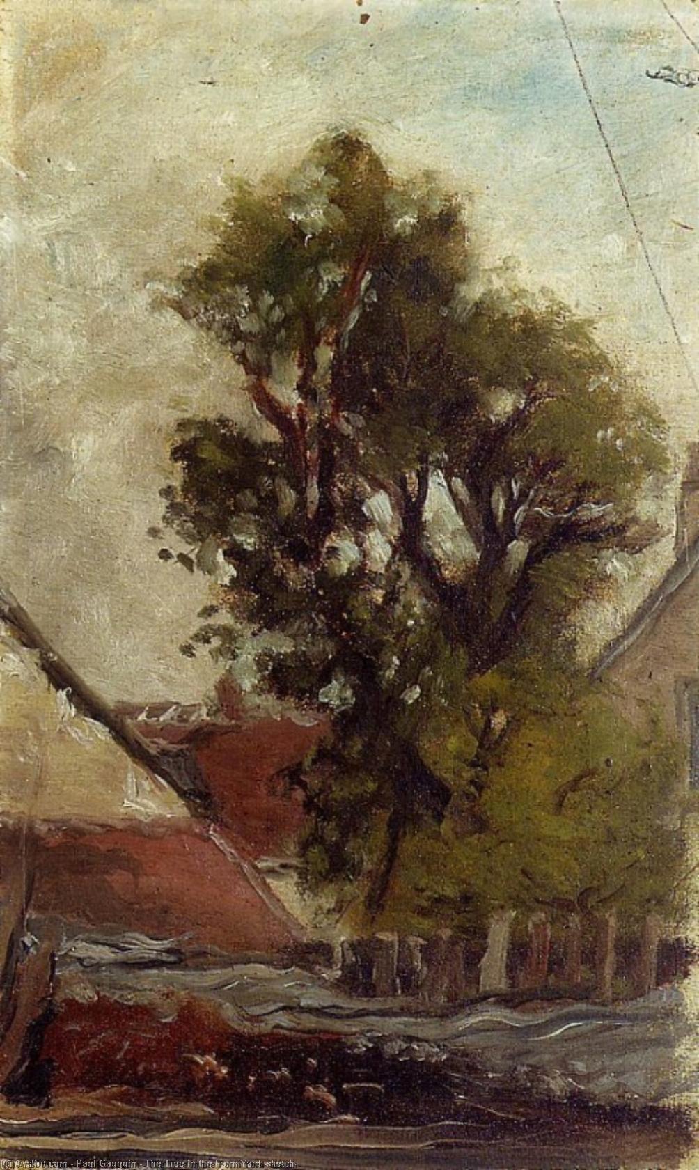 Wikioo.org – L'Enciclopedia delle Belle Arti - Pittura, Opere di Paul Gauguin - L albero nella Farm Yard schizzo