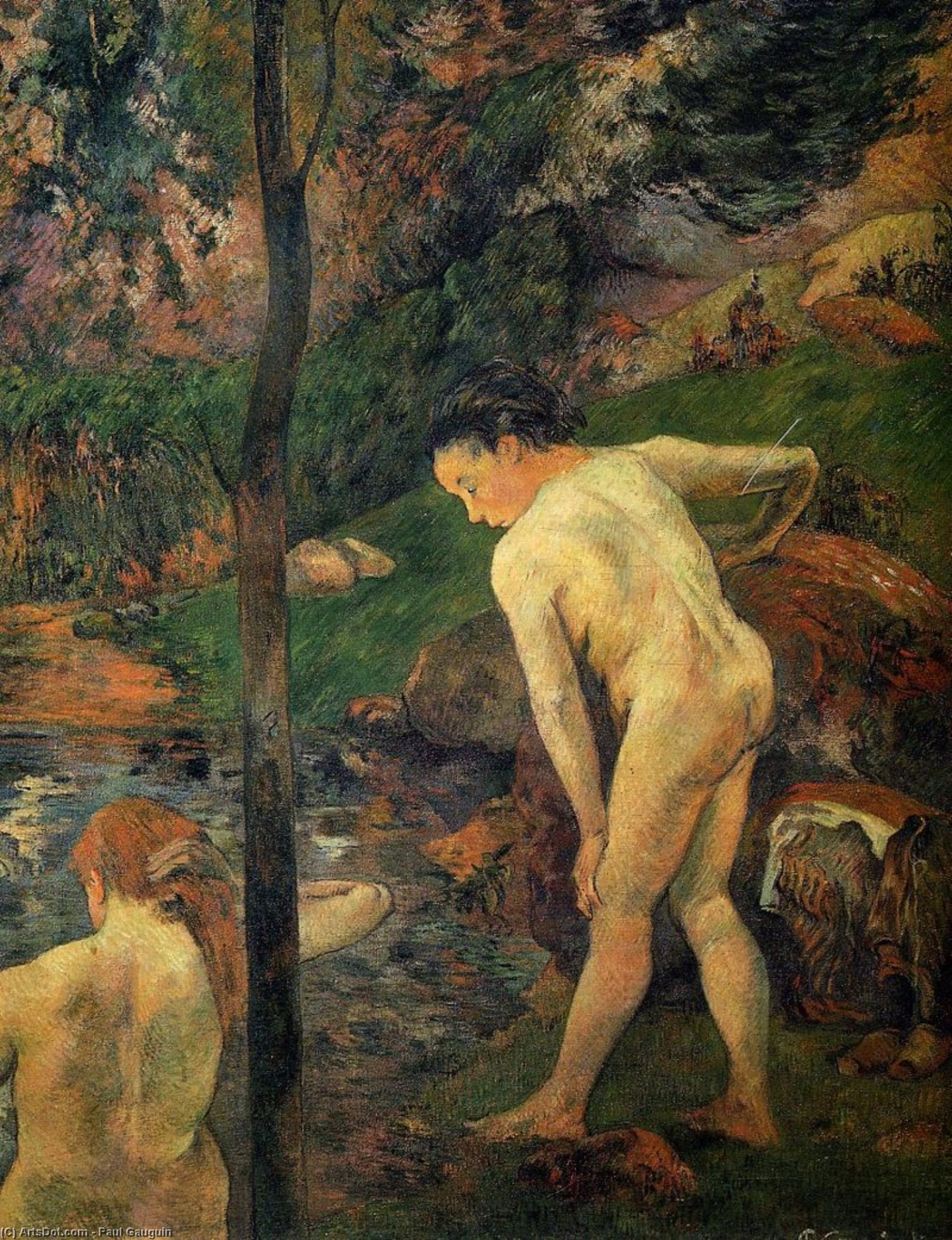 Wikioo.org - The Encyclopedia of Fine Arts - Painting, Artwork by Paul Gauguin - Two girls bathing