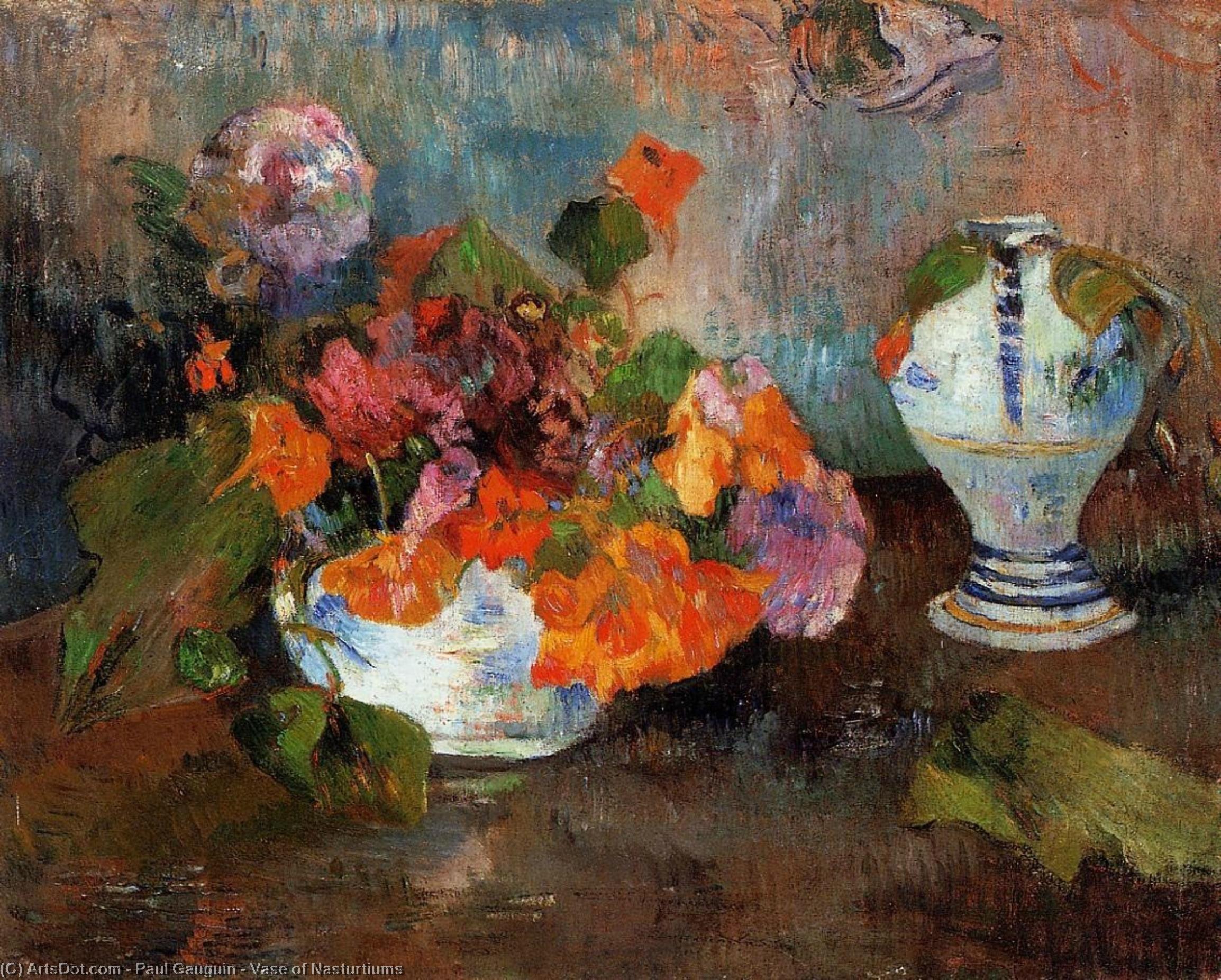 WikiOO.org - Enciklopedija dailės - Tapyba, meno kuriniai Paul Gauguin - Vase of Nasturtiums
