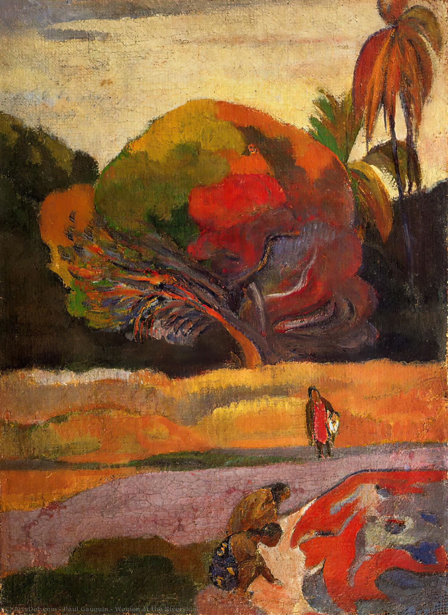 WikiOO.org – 美術百科全書 - 繪畫，作品 Paul Gauguin - 妇女在河边
