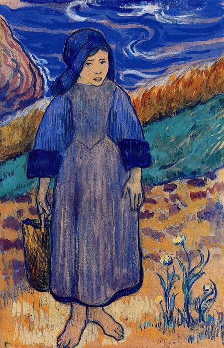 Wikoo.org - موسوعة الفنون الجميلة - اللوحة، العمل الفني Paul Gauguin - Young Breton by the Sea