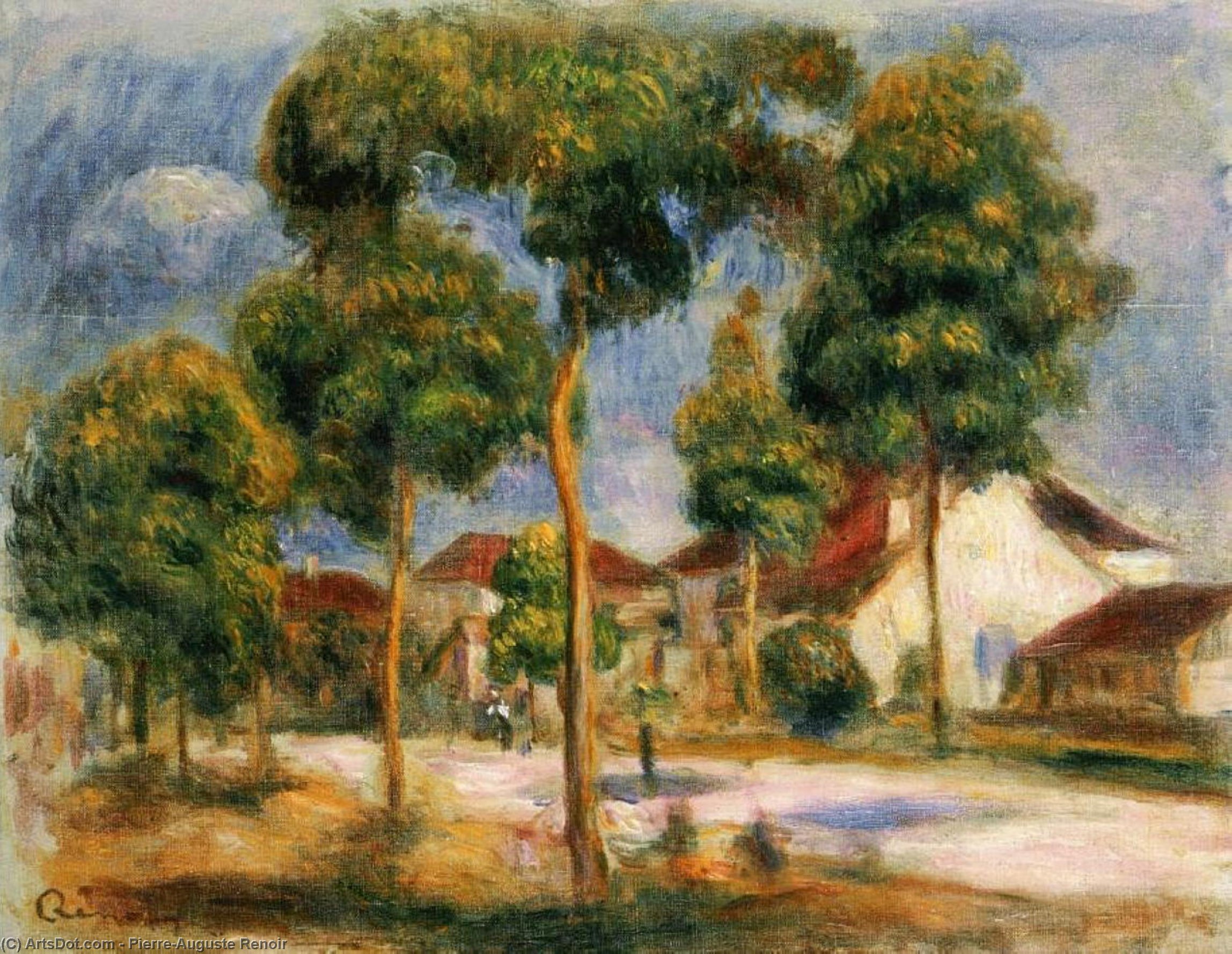 Wikoo.org - موسوعة الفنون الجميلة - اللوحة، العمل الفني Pierre-Auguste Renoir - A Sunny Street