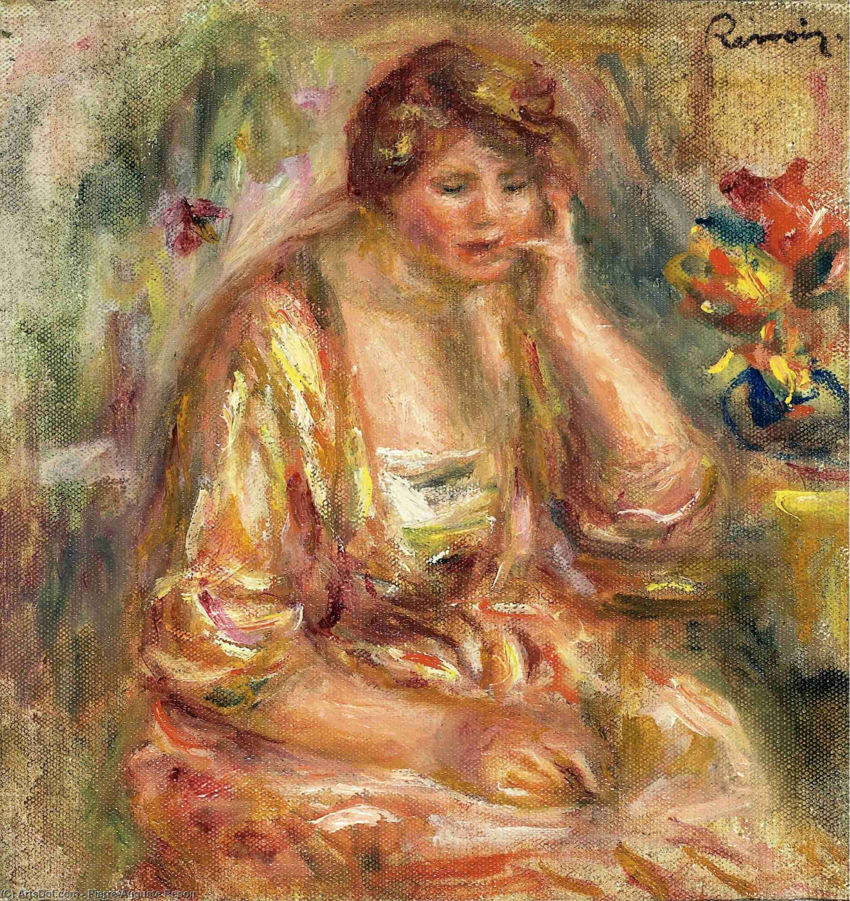 Wikioo.org – La Enciclopedia de las Bellas Artes - Pintura, Obras de arte de Pierre-Auguste Renoir - Andree en un vestido rosa
