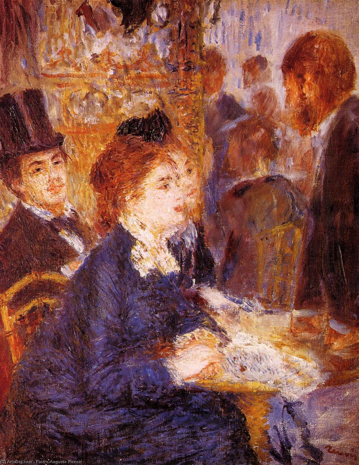 Wikoo.org - موسوعة الفنون الجميلة - اللوحة، العمل الفني Pierre-Auguste Renoir - At the Cafe 1