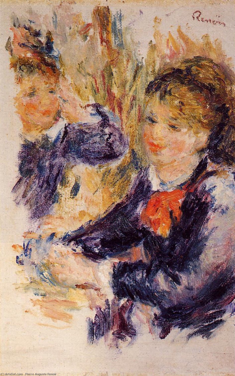 Wikioo.org - The Encyclopedia of Fine Arts - Painting, Artwork by Pierre-Auguste Renoir - At the Milliner's (study)