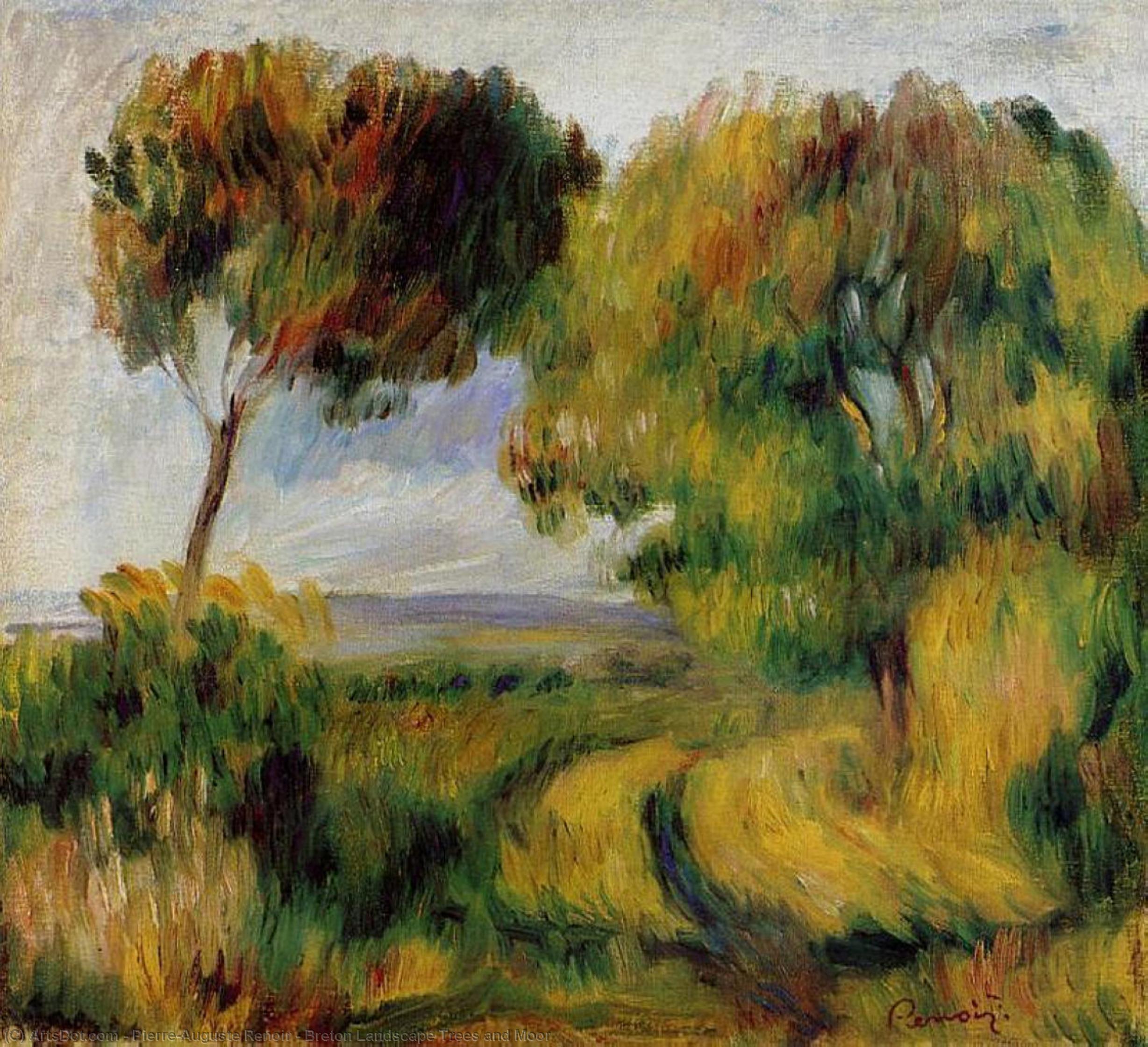 Wikioo.org – L'Encyclopédie des Beaux Arts - Peinture, Oeuvre de Pierre-Auguste Renoir - Breton Trees Paysage et Moor