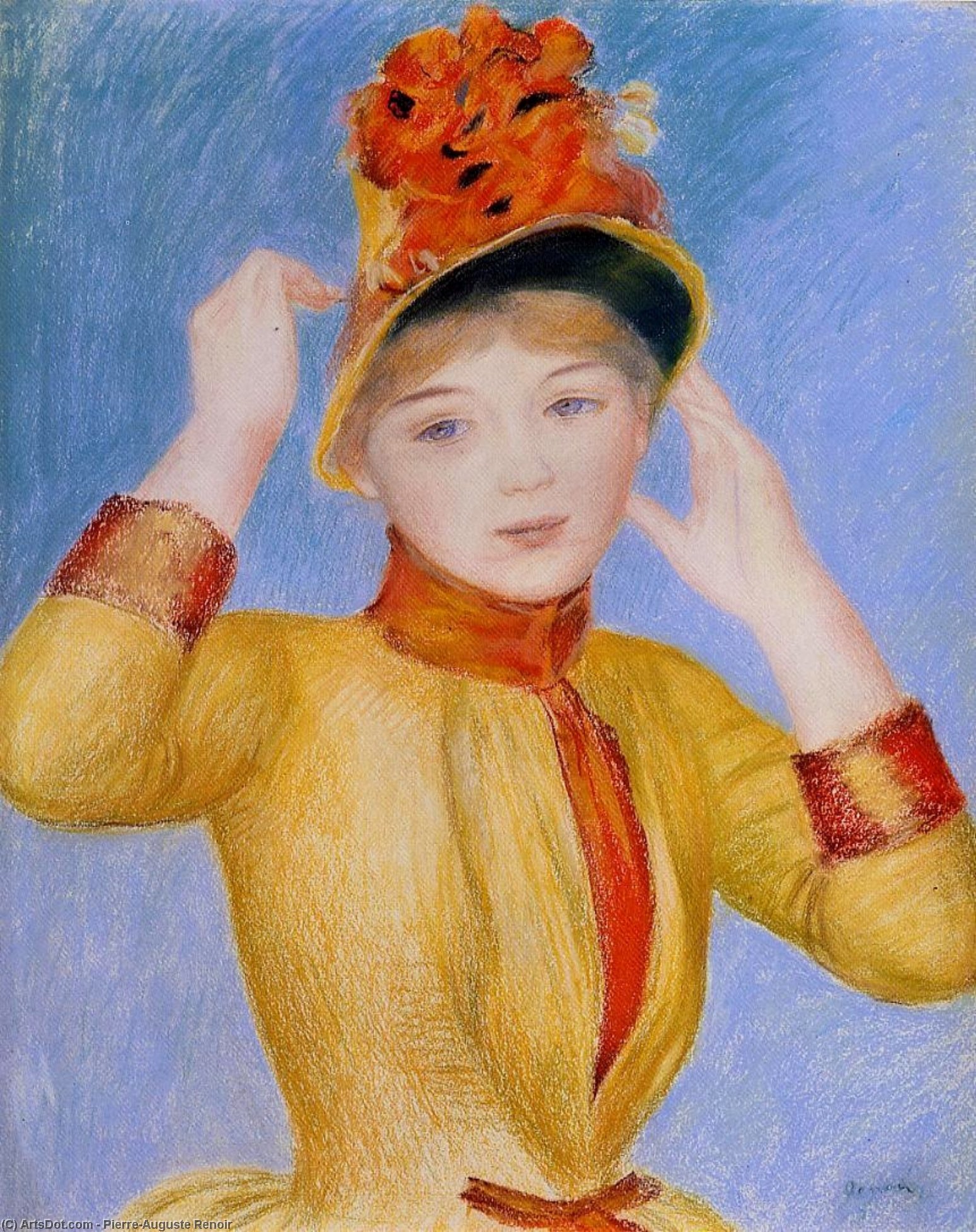 Wikioo.org – L'Encyclopédie des Beaux Arts - Peinture, Oeuvre de Pierre-Auguste Renoir - Buste de femme alias  Jaunit  robe