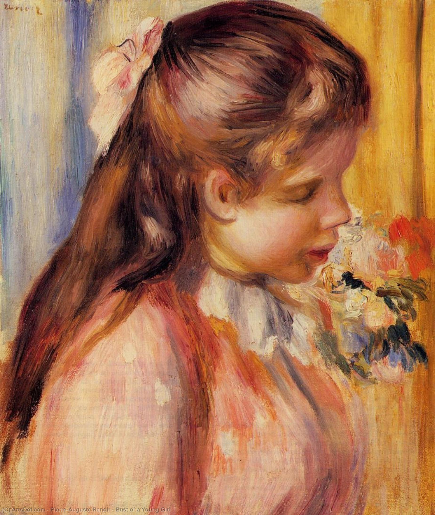 WikiOO.org - Enciclopedia of Fine Arts - Pictura, lucrări de artă Pierre-Auguste Renoir - Bust of a Young Girl