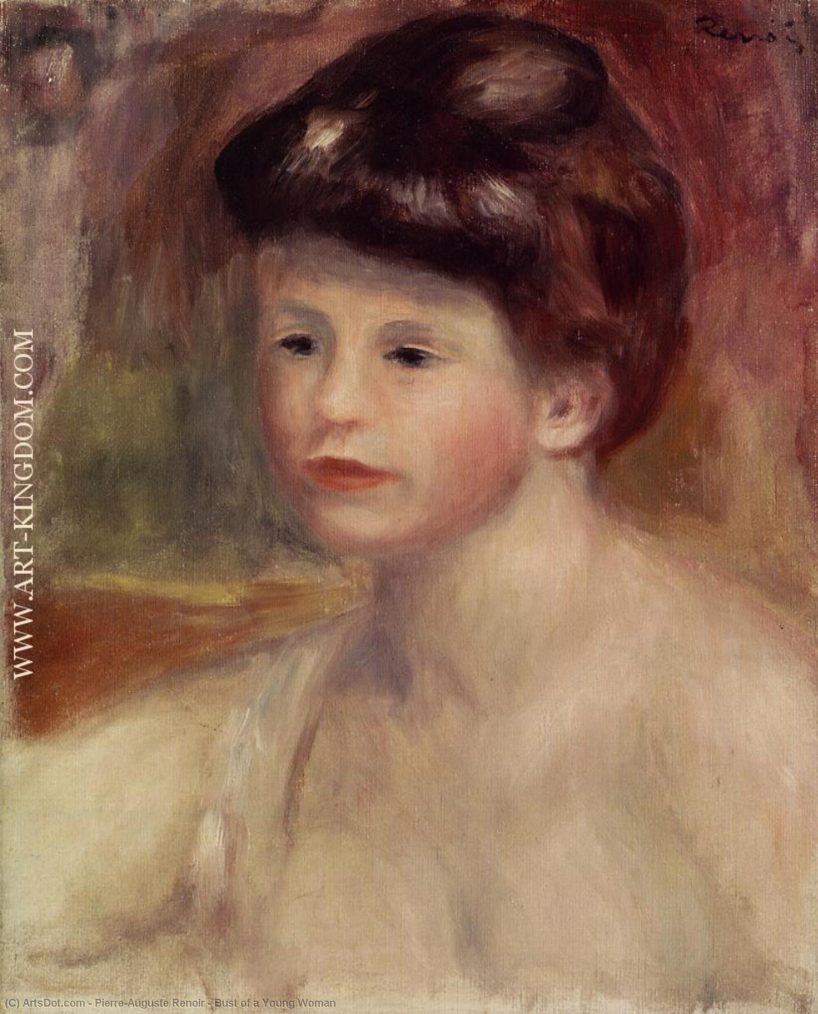 WikiOO.org - Encyclopedia of Fine Arts - Maalaus, taideteos Pierre-Auguste Renoir - Bust of a Young Woman