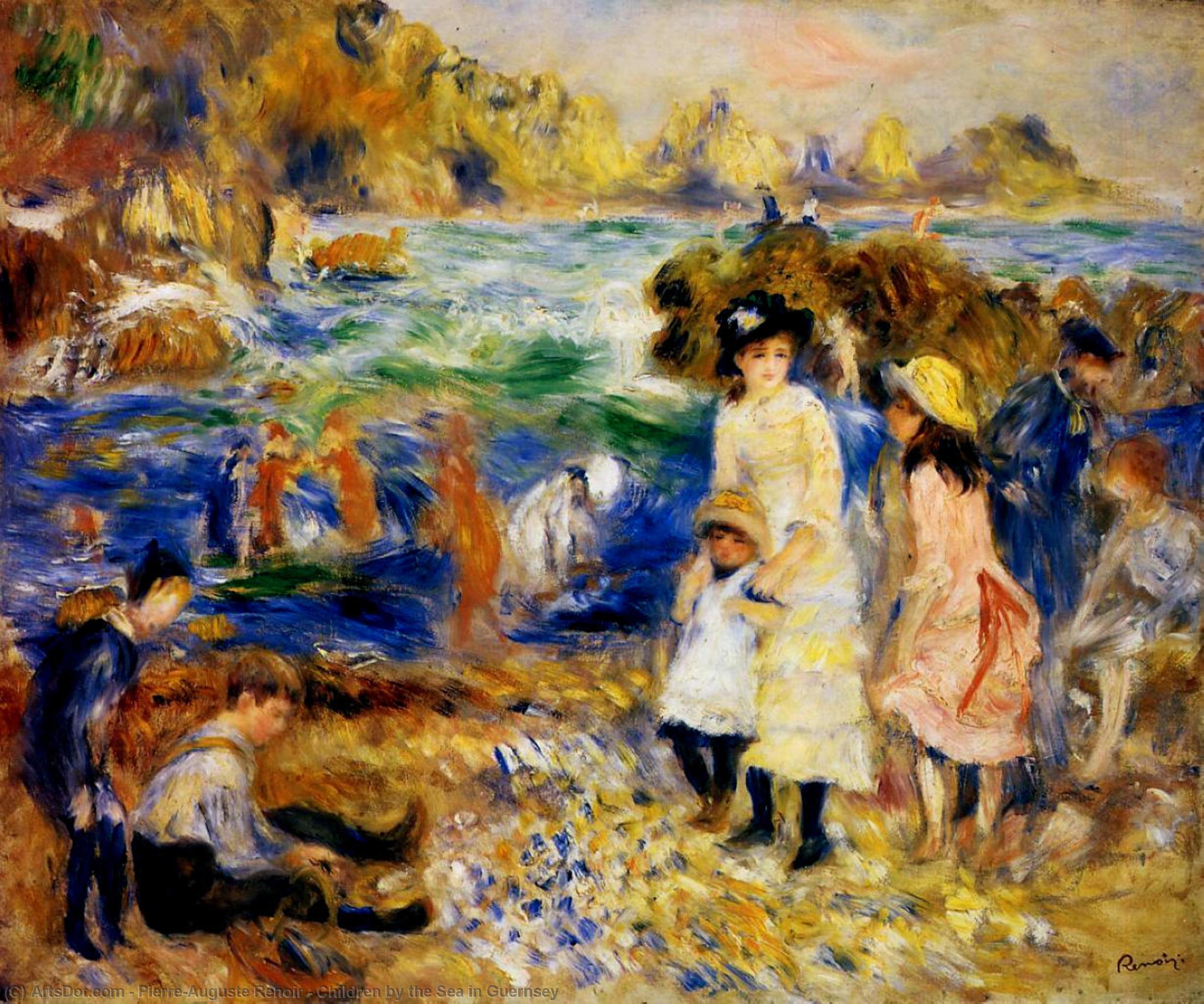 WikiOO.org - Энциклопедия изобразительного искусства - Живопись, Картины  Pierre-Auguste Renoir - дети у моря на гернси