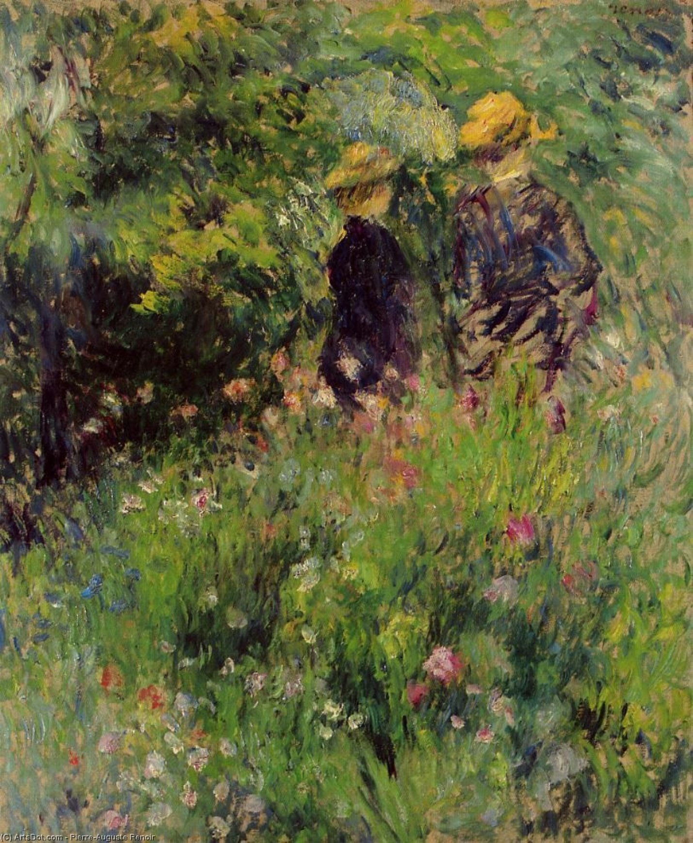 Wikioo.org - Die Enzyklopädie bildender Kunst - Malerei, Kunstwerk von Pierre-Auguste Renoir - unterhaltung in ein rose garten