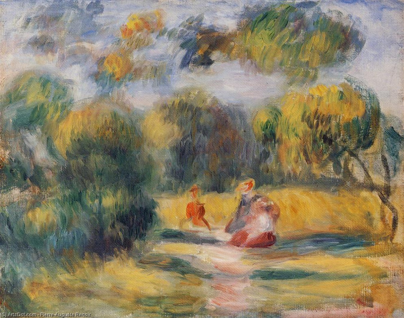 WikiOO.org - Encyclopedia of Fine Arts - Målning, konstverk Pierre-Auguste Renoir - Figures in a Landscape