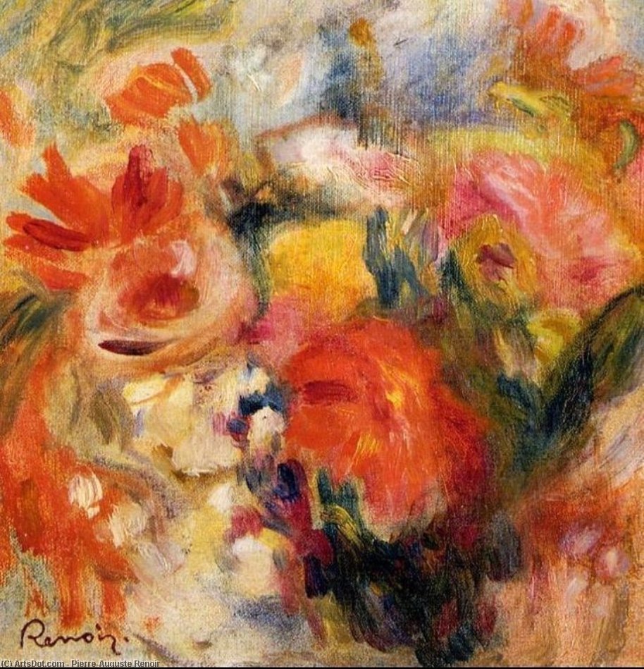 Wikoo.org - موسوعة الفنون الجميلة - اللوحة، العمل الفني Pierre-Auguste Renoir - Flower Study