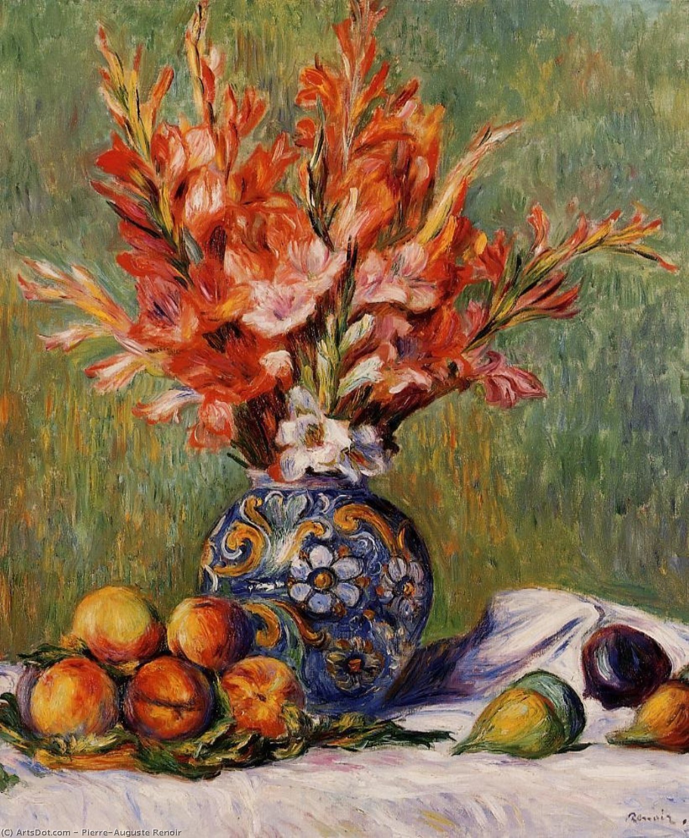 Wikoo.org - موسوعة الفنون الجميلة - اللوحة، العمل الفني Pierre-Auguste Renoir - Flowers and Fruit