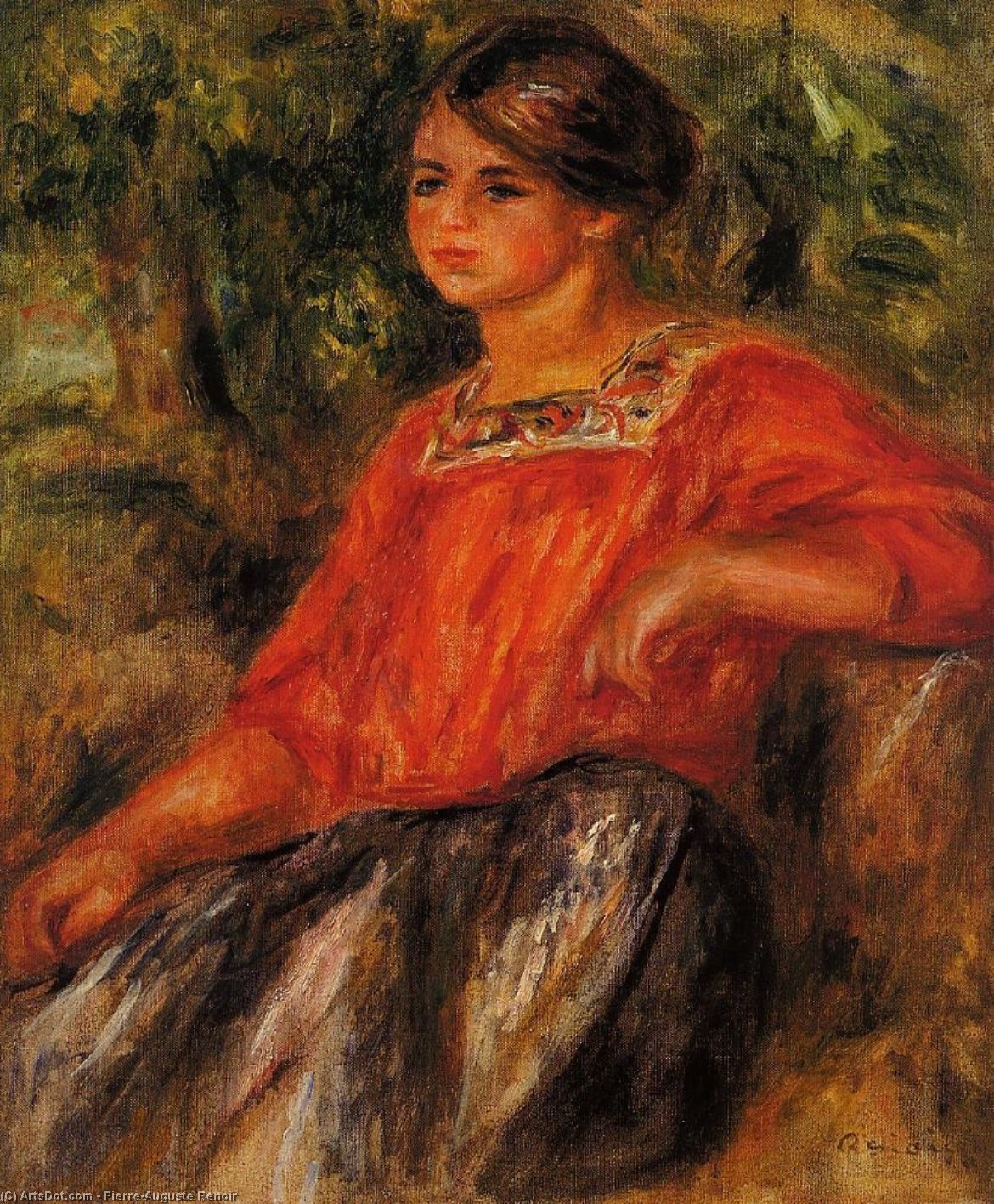 Wikioo.org - The Encyclopedia of Fine Arts - Painting, Artwork by Pierre-Auguste Renoir - Gabrielle in the Garden at Cagnes