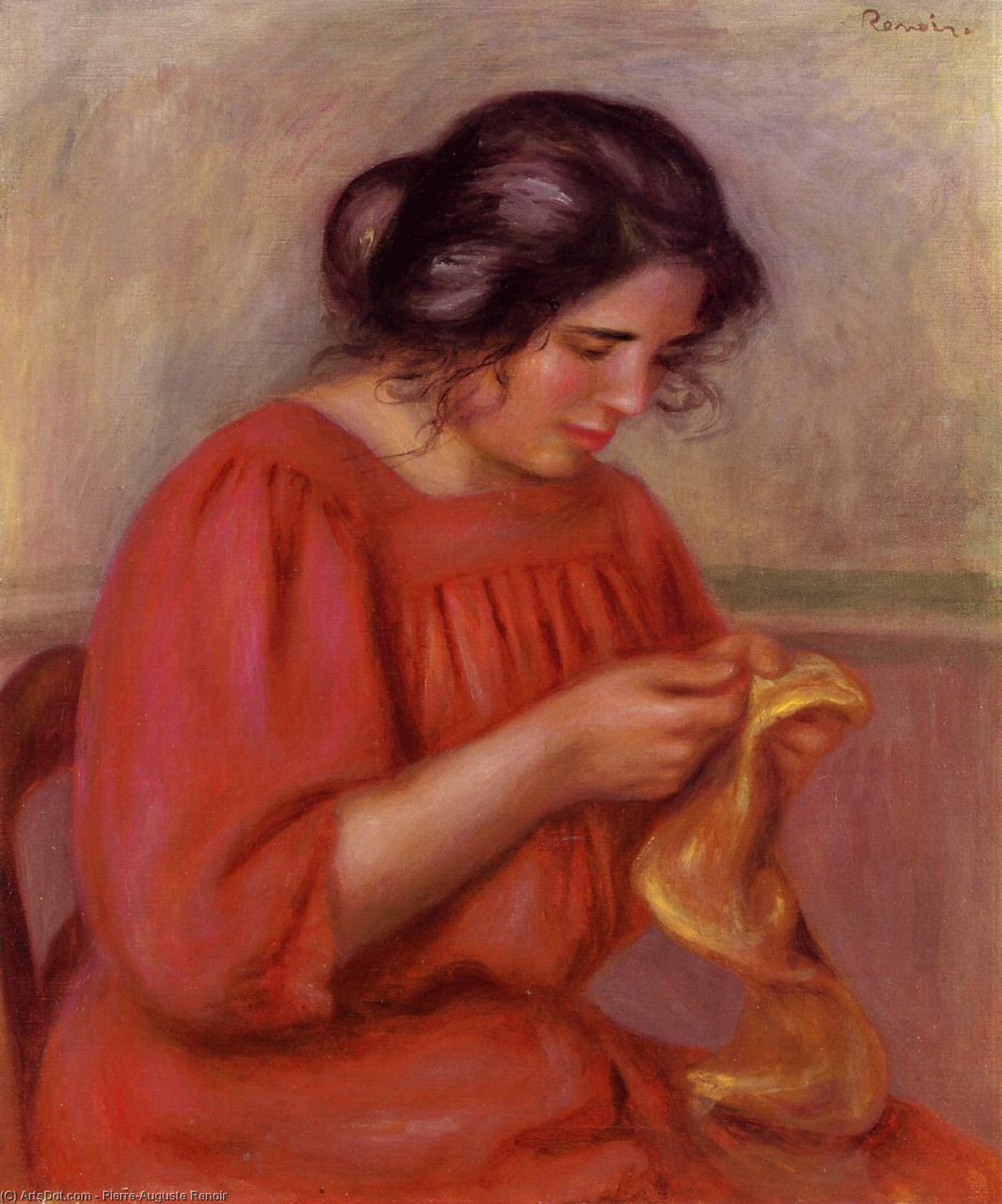 Wikioo.org - The Encyclopedia of Fine Arts - Painting, Artwork by Pierre-Auguste Renoir - Gabrielle Mending